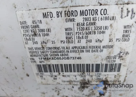 2018 Ford Explorer Xlt from USA, damaged, VIN 1FM5K8DH0JGB73746